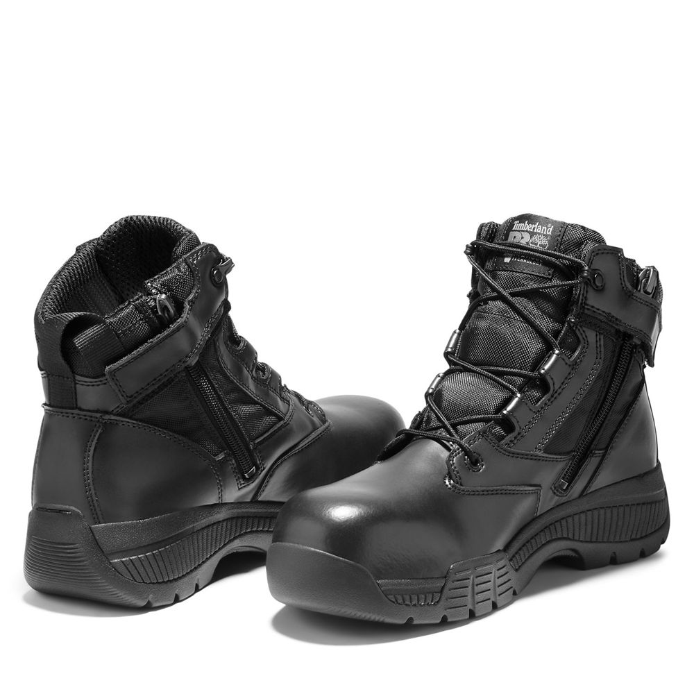 Timberland Pro Μποτακια Ανδρικα Μαυρα - Valor™ Duty 6\" Side-Zip Comp Toe - Greece 5972068-GD